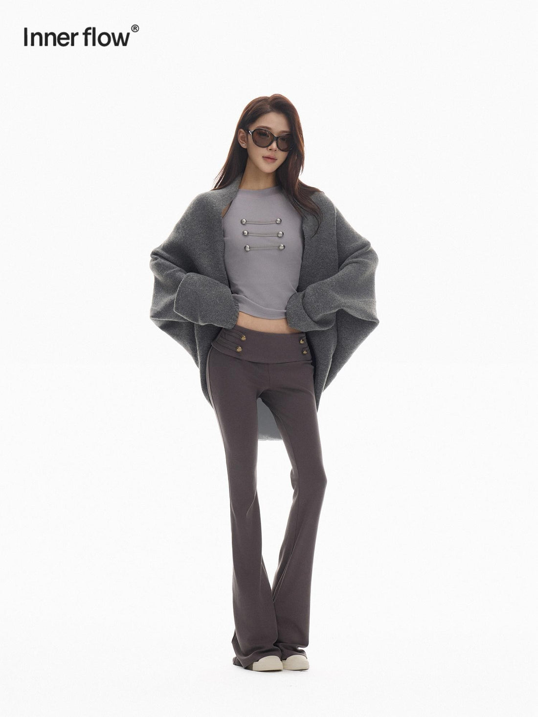innerflow Angel Wing Pattern Batwing Sleeve Relaxed Fit Women&