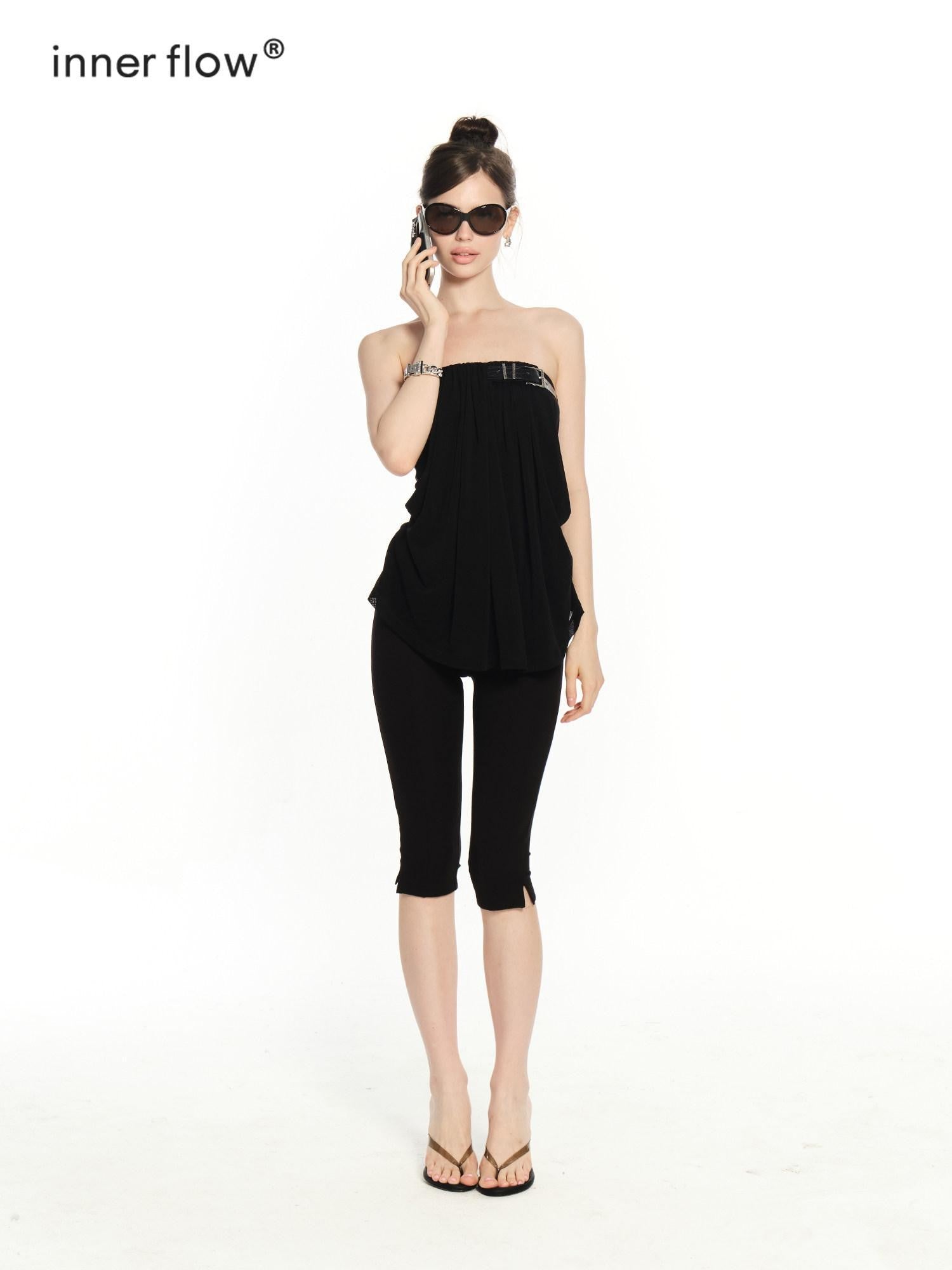 innerflow Black Belted Backless Comfortable Slimming Women&