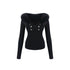 innerflow_Black_Eco_Fuzzy_V-neck_Slim_Fit_Women&