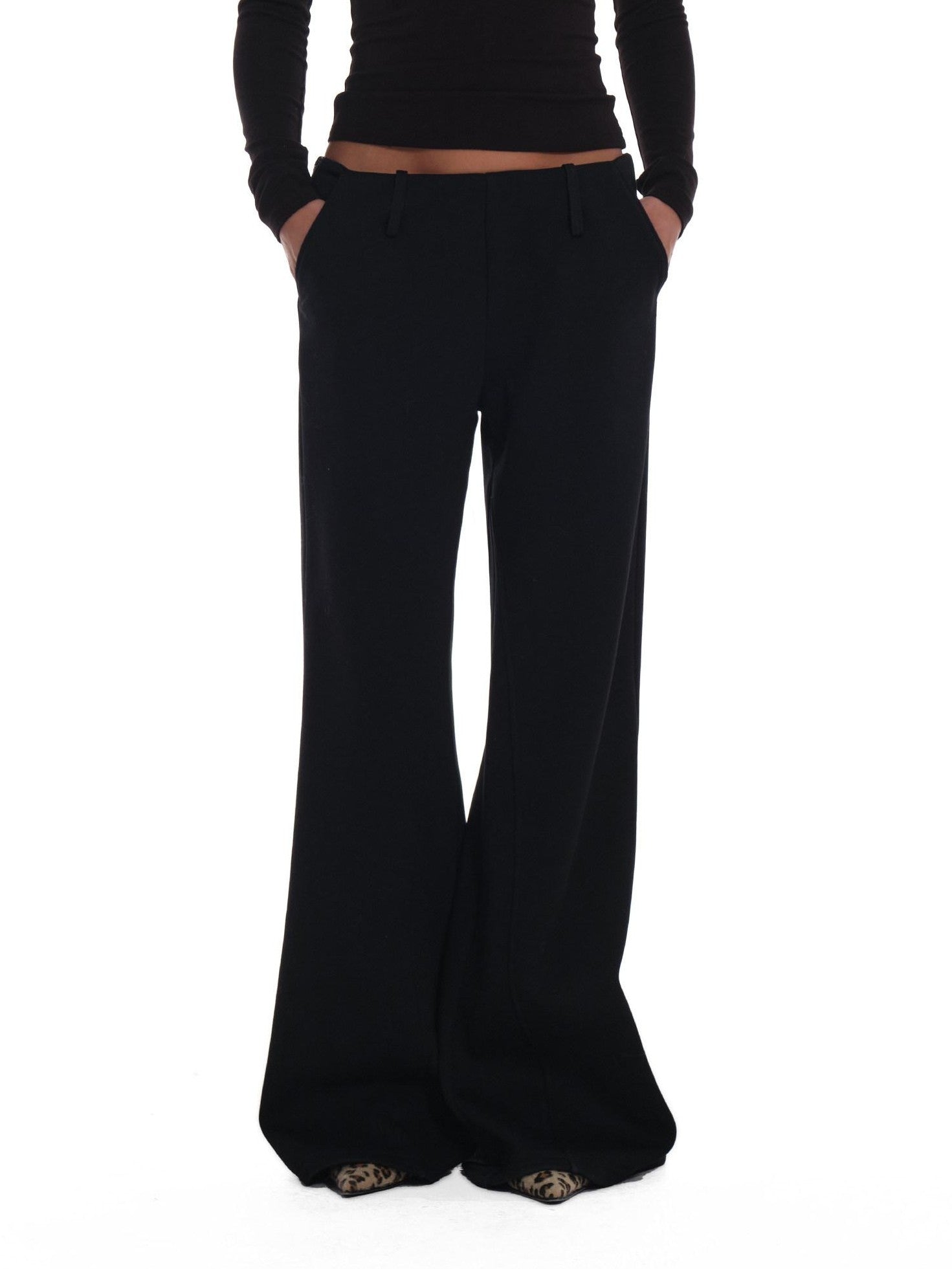 innerflow Black Fleece Lined Drapey Natural Waist Women&