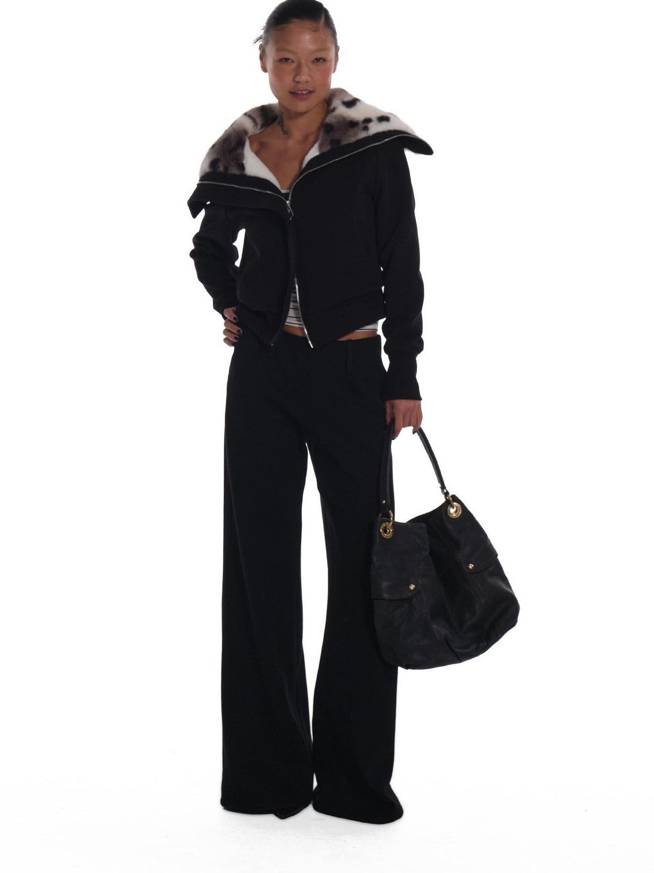 innerflow Black Fleece Lined Drapey Natural Waist Women&