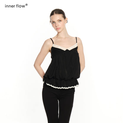 innerflow_Black_White_Lace_Contrast_V-neck_Open_Back_Women&