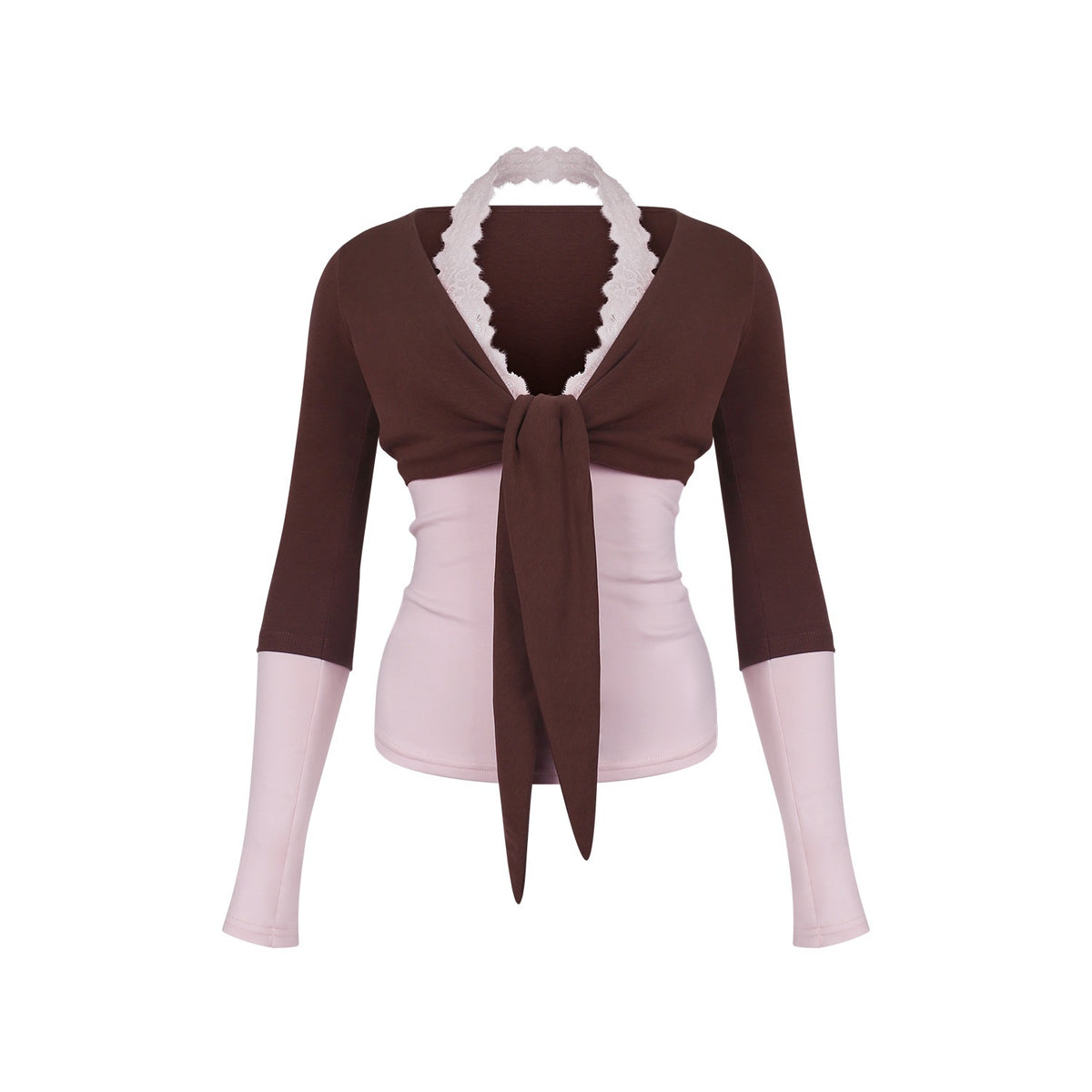 innerflow_Blush_Brown_Colorblock_Lace_Tie_Layered_Women&