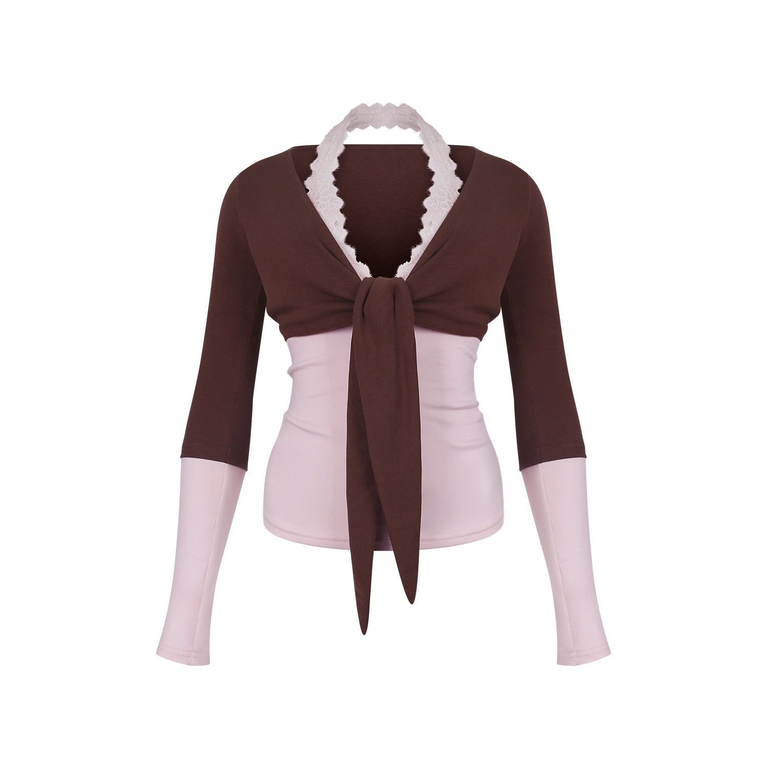 innerflow_Blush_Brown_Colorblock_Lace_Tie_Layered_Women&