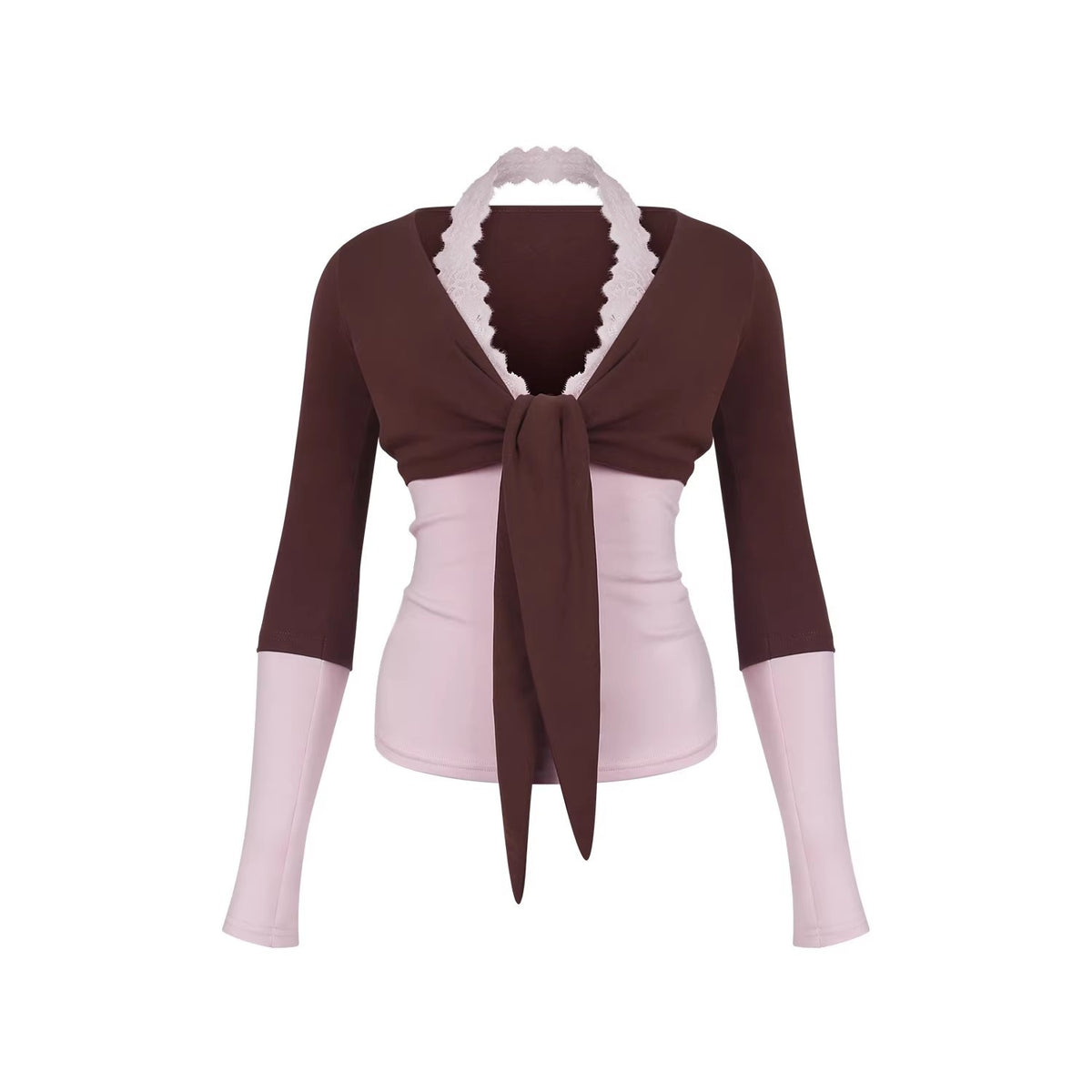 innerflow_Blush_Brown_Colorblock_Lace_Tie_Layered_Women&