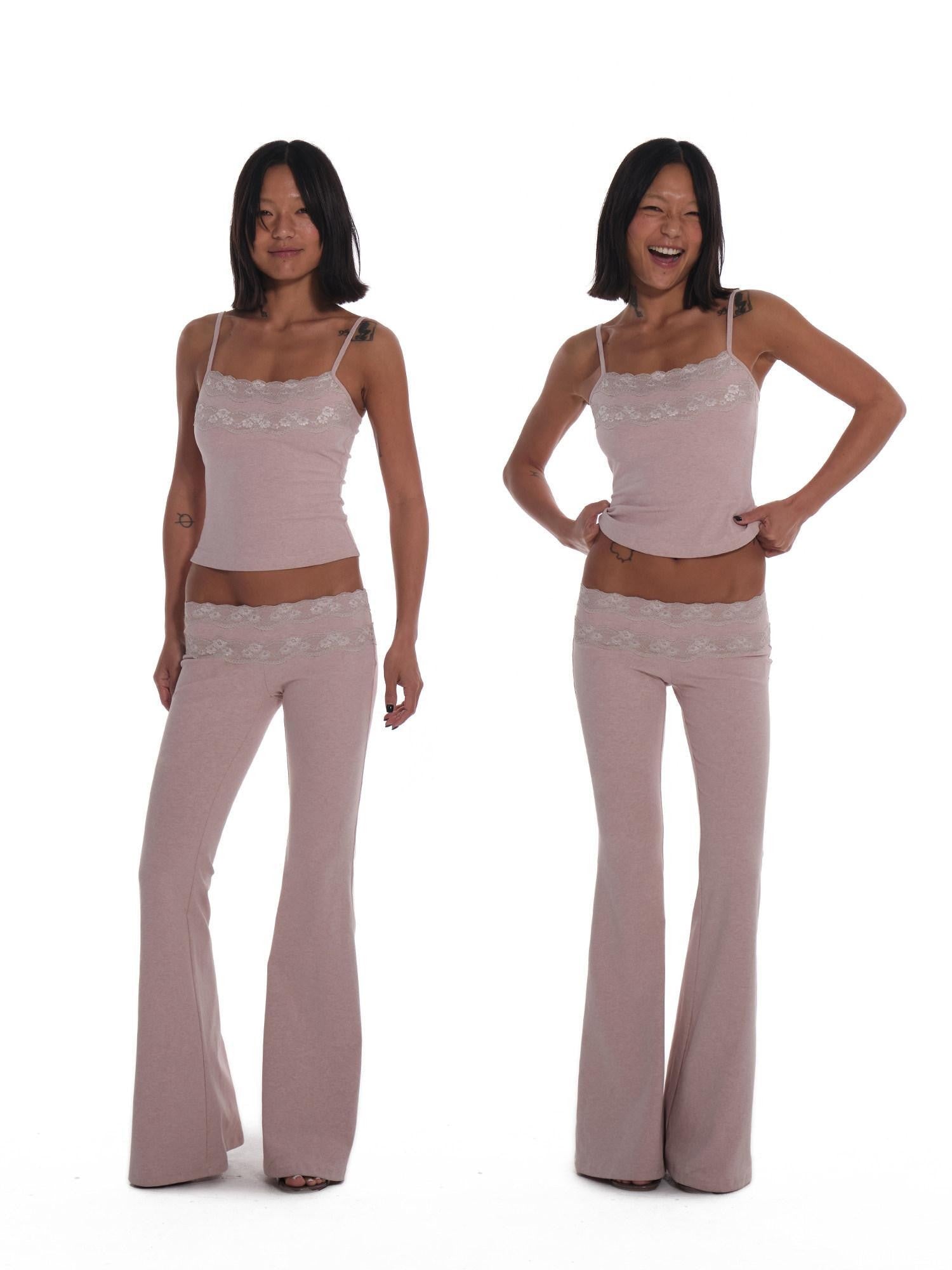 innerflow Blush Pink Lace Camisole Low Waist Flared Women&