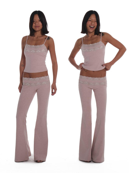 innerflow Blush Pink Lace Camisole Low Waist Flared Women&