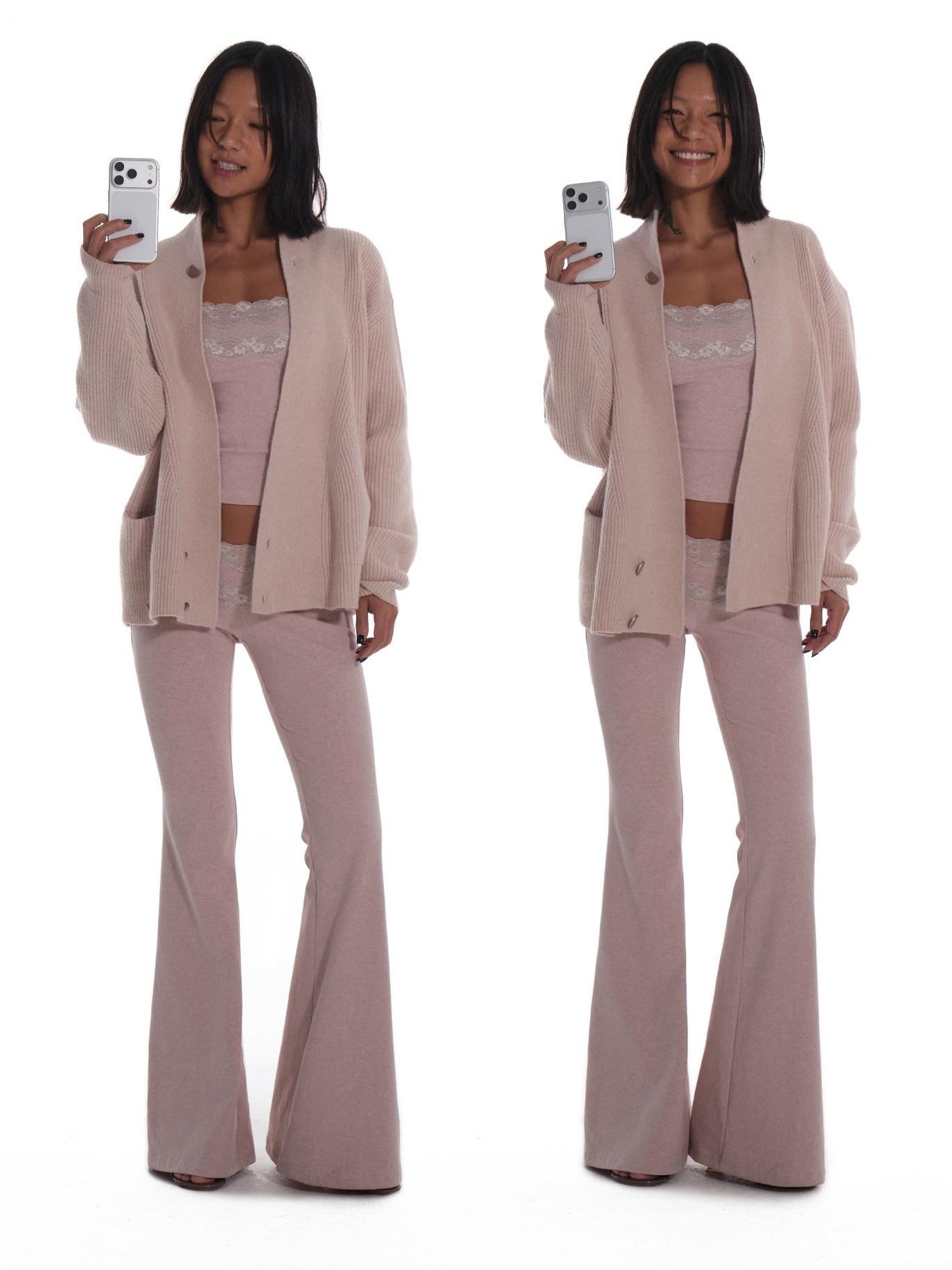 innerflow Blush Pink Lace Camisole Low Waist Flared Women&