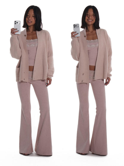 innerflow Blush Pink Lace Camisole Low Waist Flared Women&