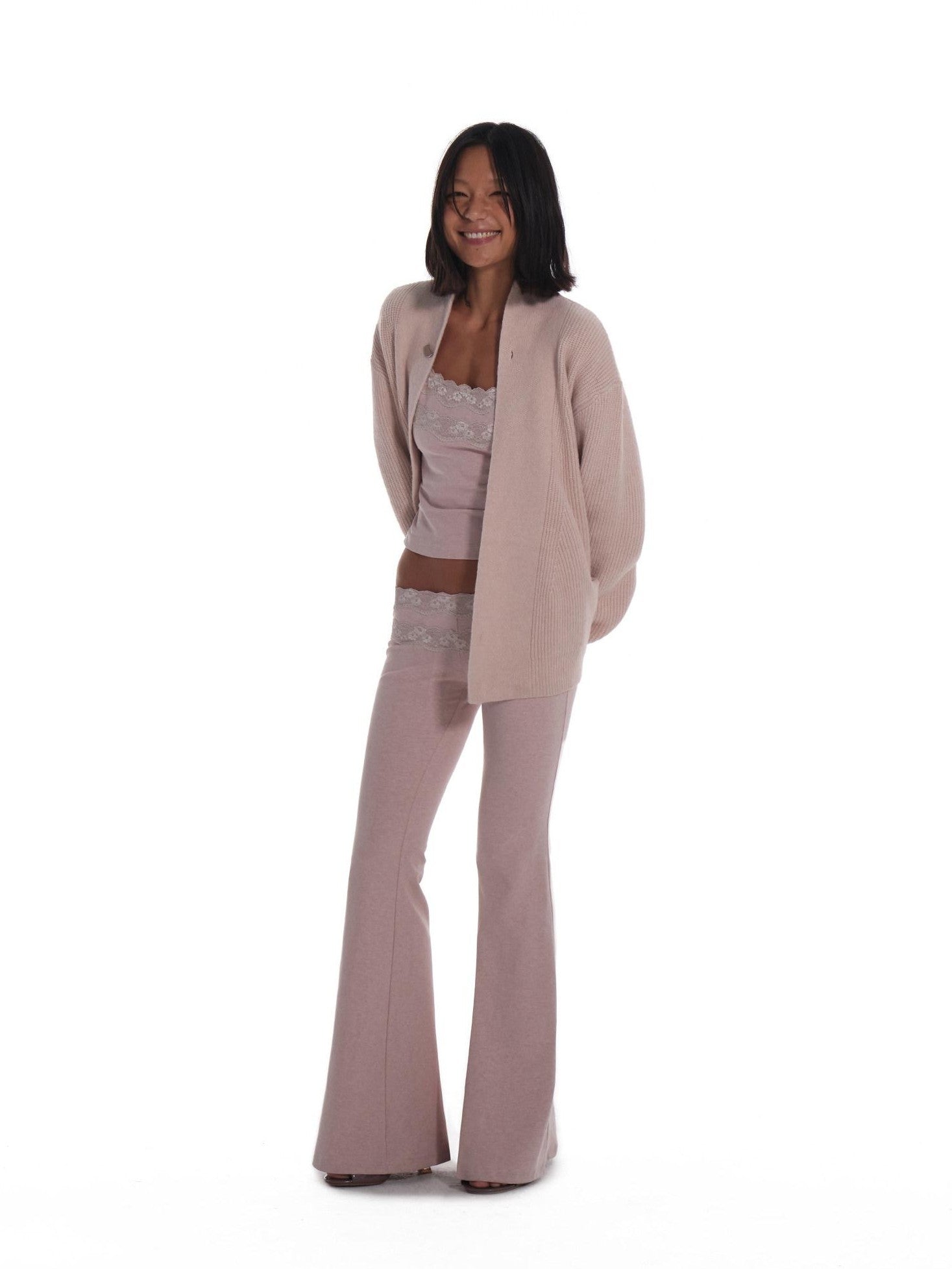 innerflow Blush Pink Lace Camisole Low Waist Flared Women&