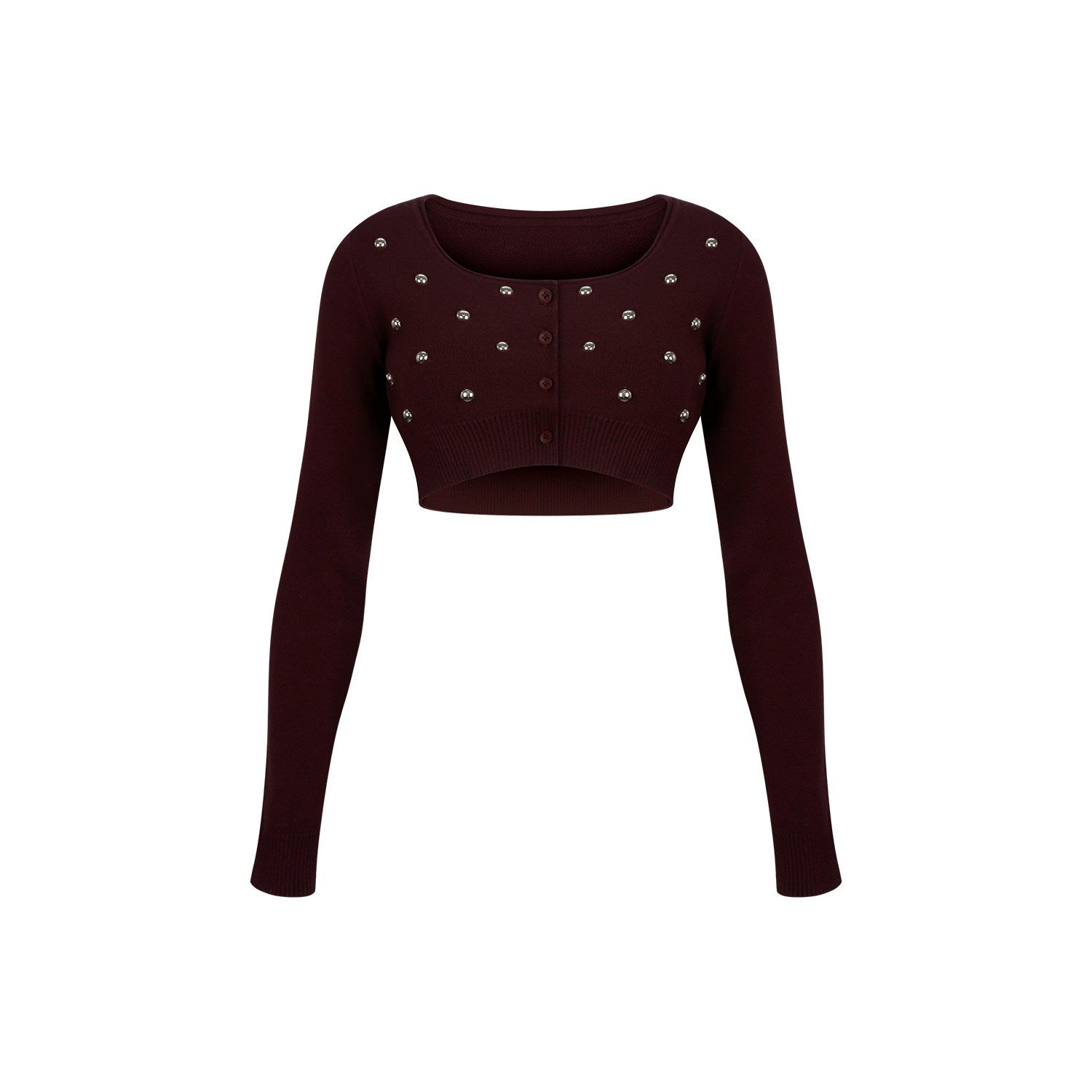 innerflow_Brown_Pink_Striped_Studded_Low_Round_Neck_Women&