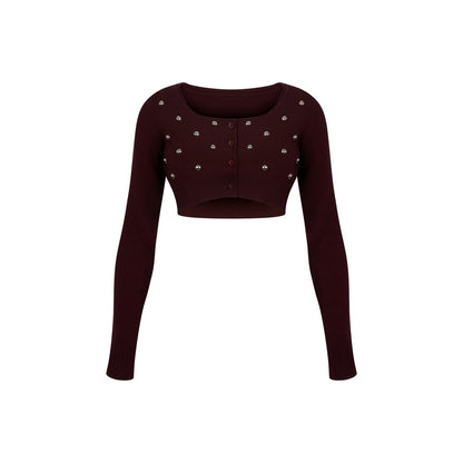 innerflow_Brown_Pink_Striped_Studded_Low_Round_Neck_Women&