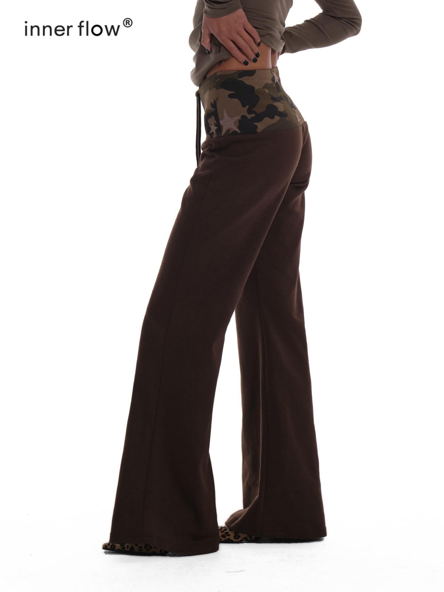 innerflow Camo Panel Drawstring Elastic Waist Women&