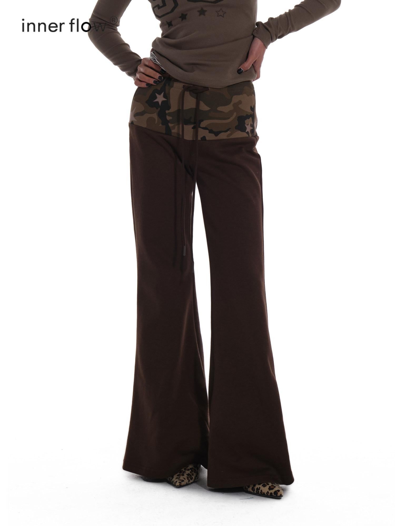 innerflow Camo Panel Drawstring Elastic Waist Women&