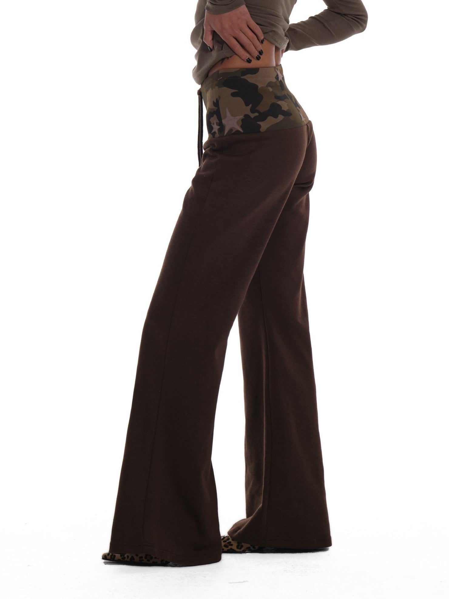 innerflow Camo Panel Drawstring Elastic Waist Women&