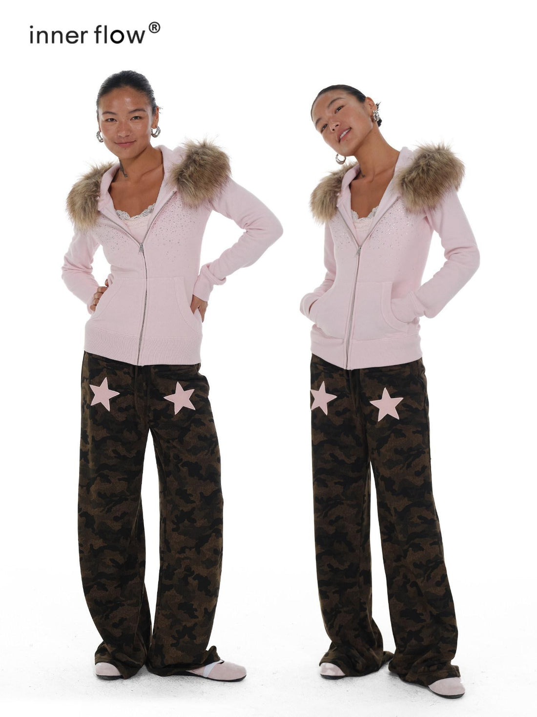 innerflow Camouflage Contrast Star Applique Women&