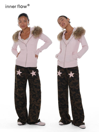 innerflow Camouflage Contrast Star Applique Women&