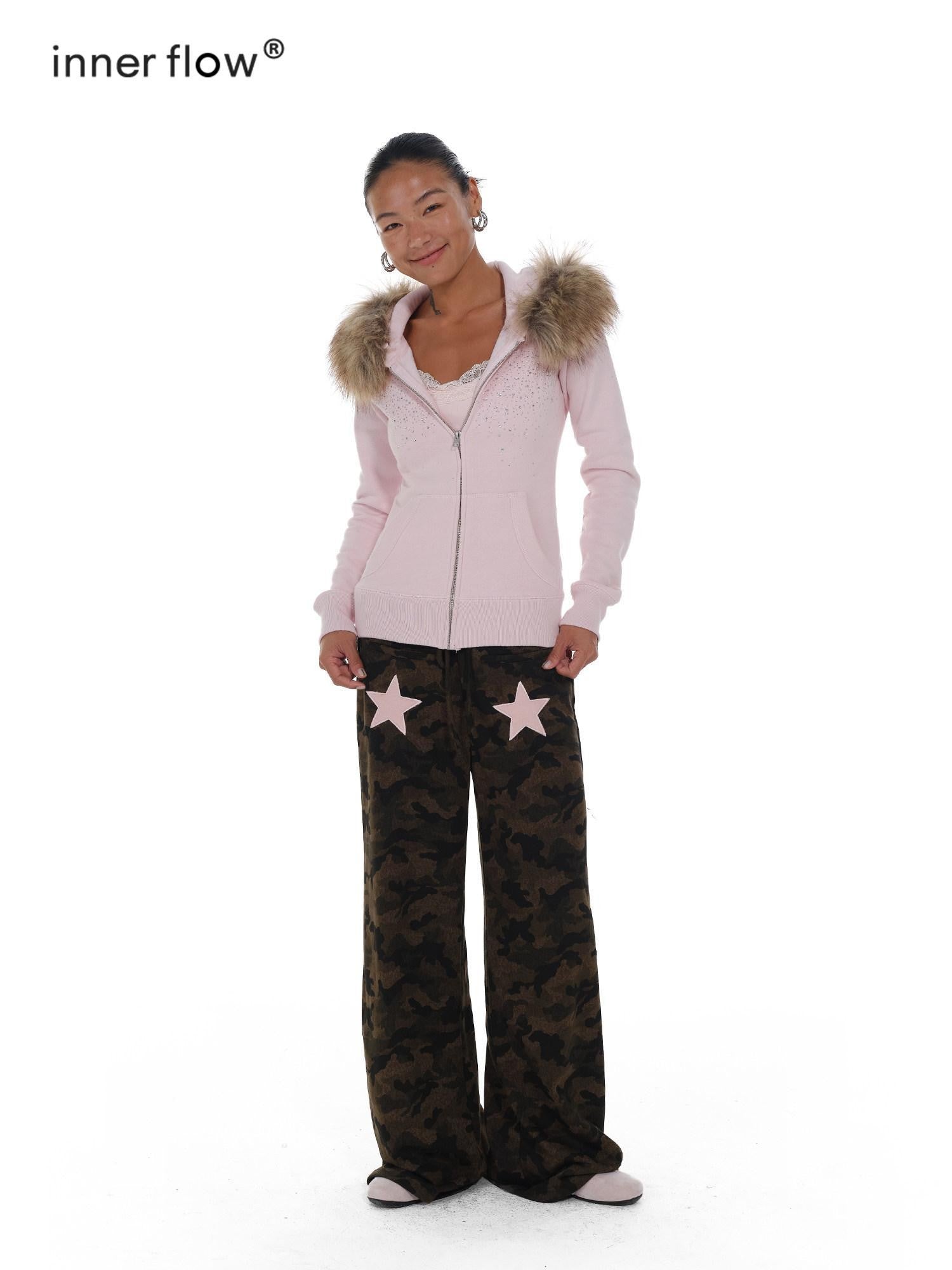 innerflow Camouflage Contrast Star Applique Women&