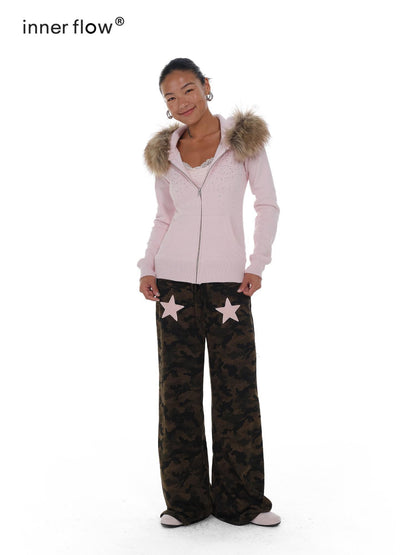 innerflow Camouflage Contrast Star Applique Women&