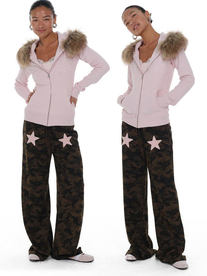 innerflow Camouflage Contrast Star Applique Women&