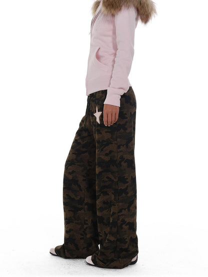 innerflow Camouflage Contrast Star Applique Women&