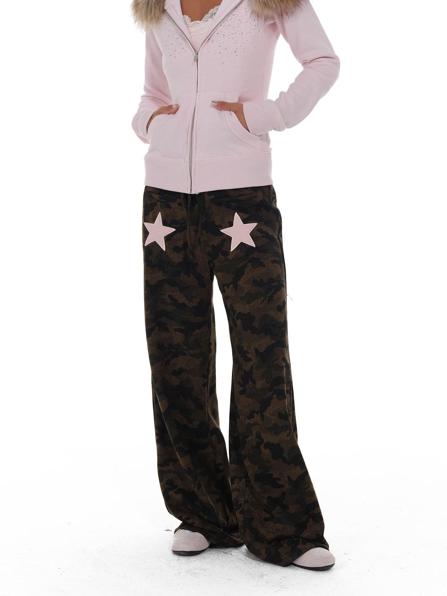 innerflow Camouflage Contrast Star Applique Women&
