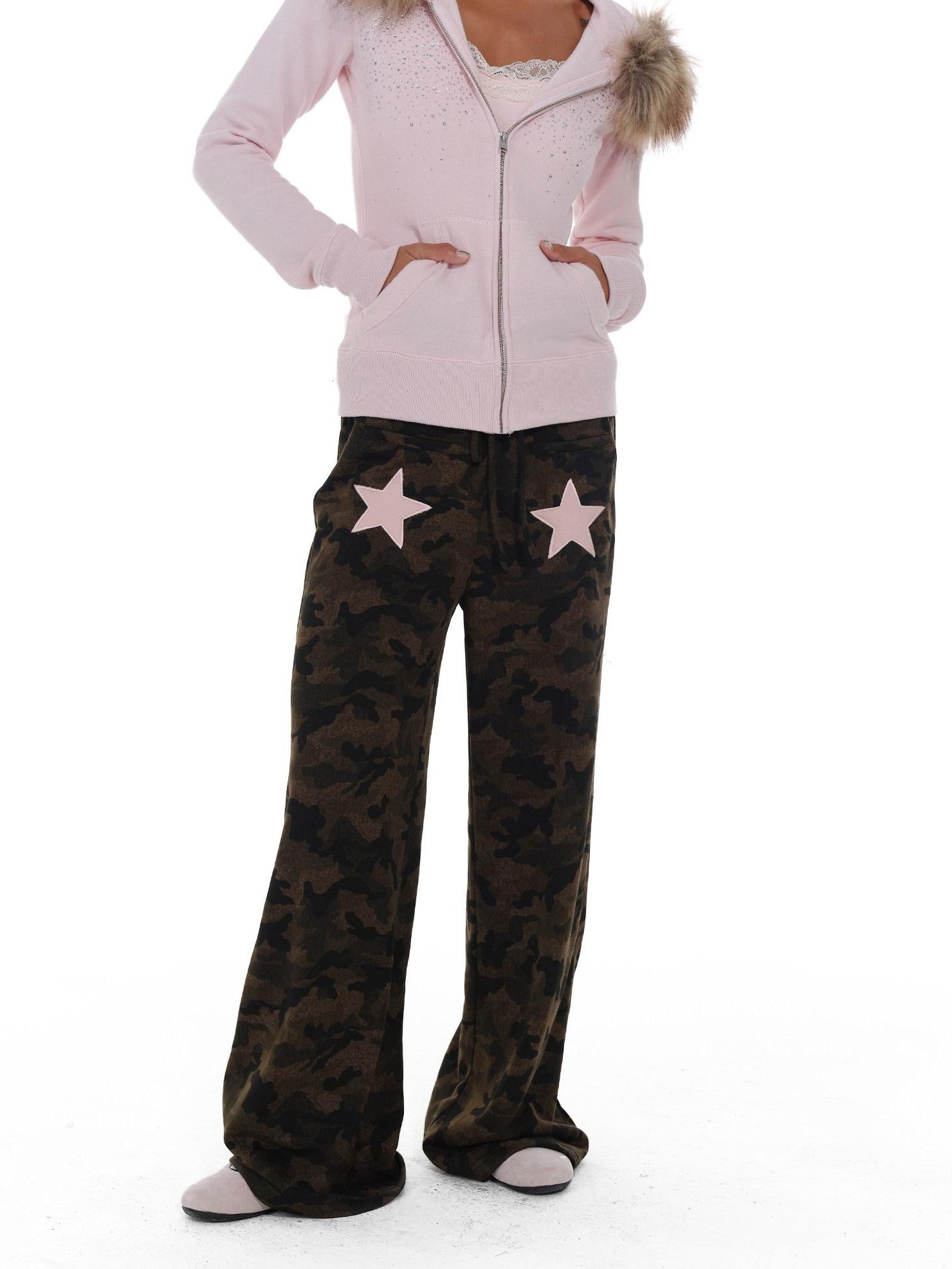 innerflow Camouflage Contrast Star Applique Women&