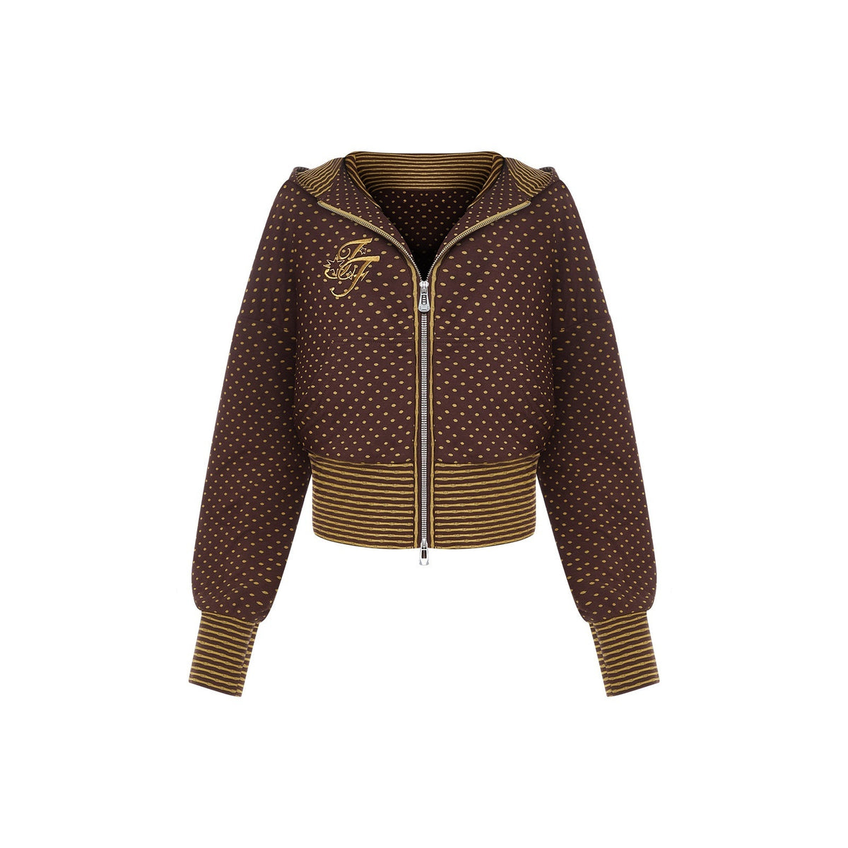 innerflow_Cocoa_Retro_Polka_Dot_And_Stripe_Crop_Jacket_Women&