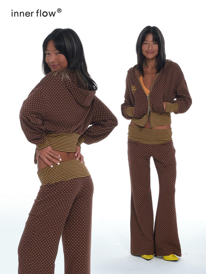 innerflow Cocoa Retro Polka Dot And Stripe Crop Jacket Women&