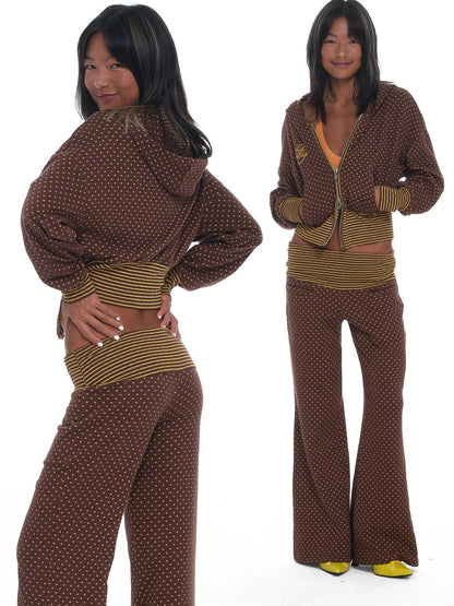 innerflow Cocoa Retro Polka Dot And Stripe Crop Jacket Women&