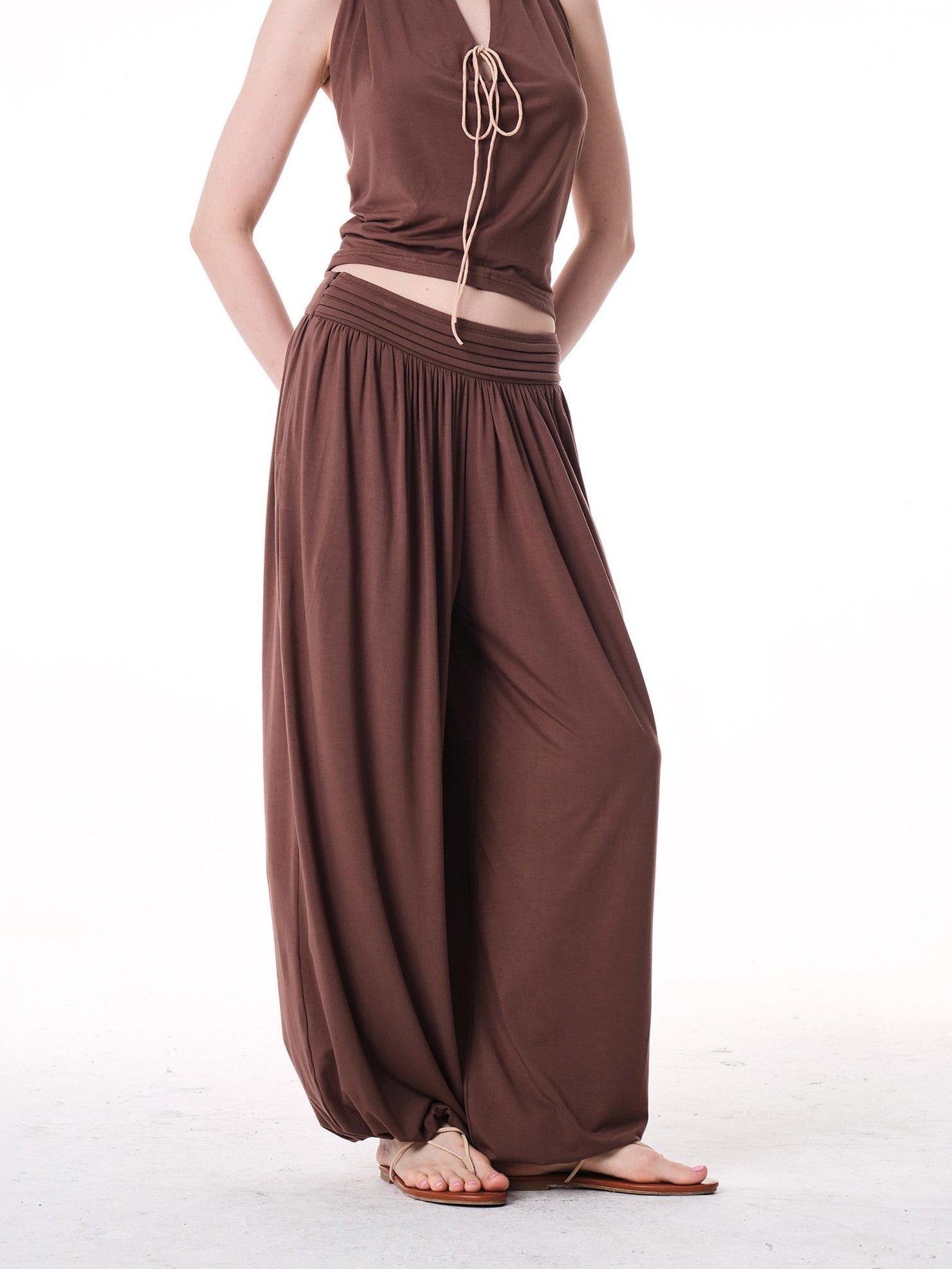 innerflow Colorblock Lace Halter Wide Leg Women&