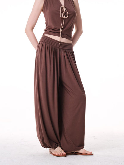 innerflow Colorblock Lace Halter Wide Leg Women&