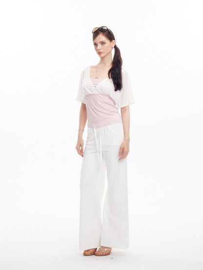 innerflow Colorblock Lace Layered V-neck Women&