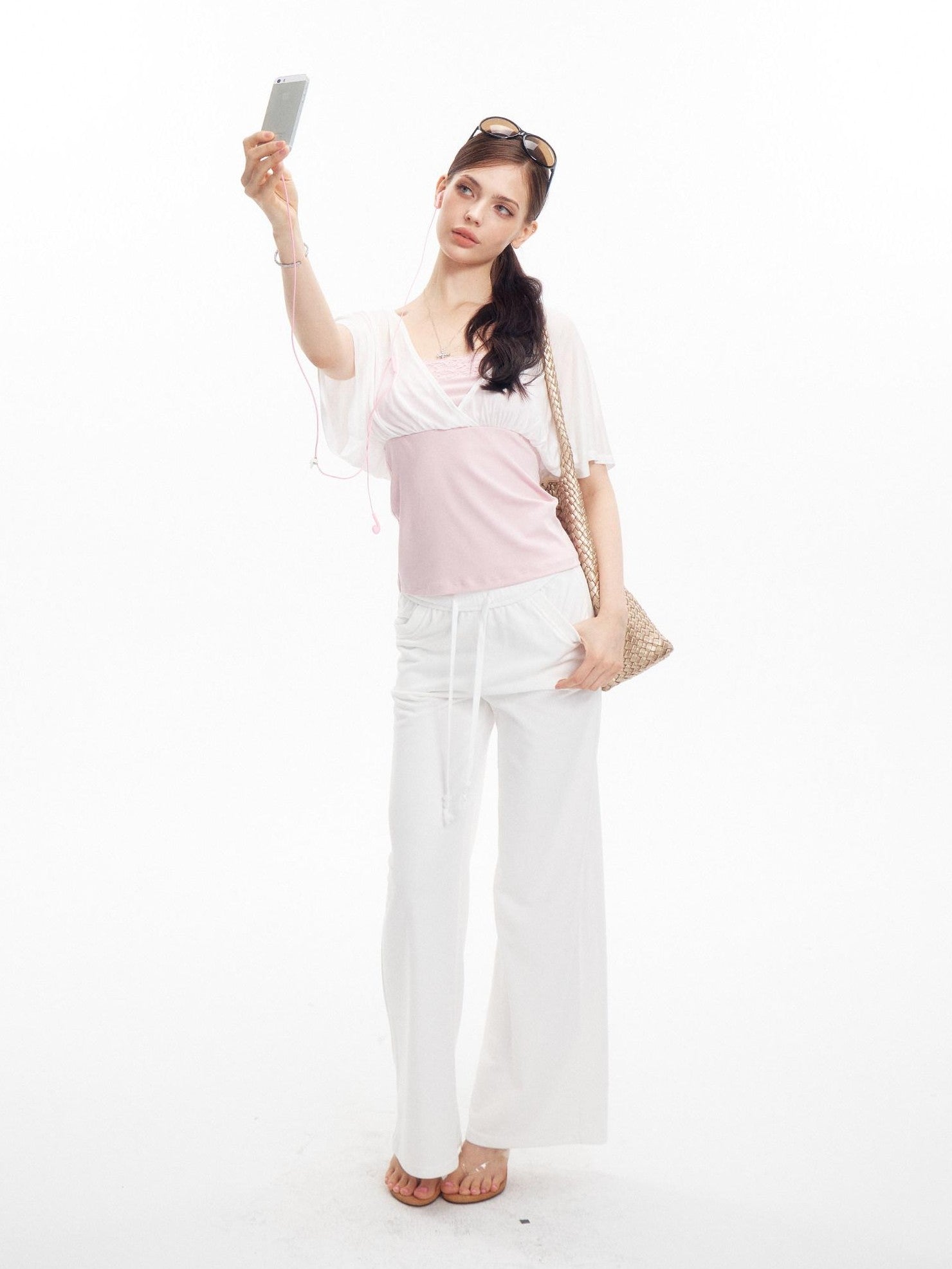 innerflow Colorblock Lace Layered V-neck Women&