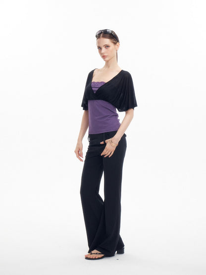 innerflow Colorblock Lace Layered V-neck Women&