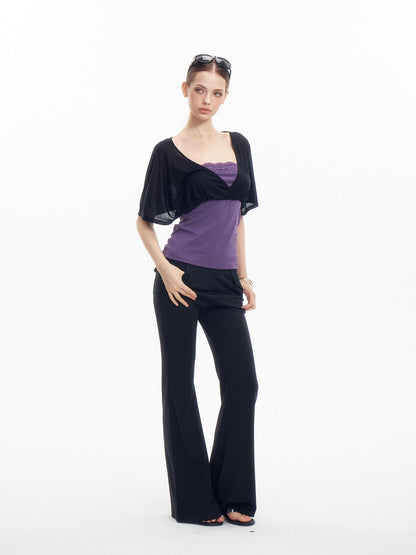 innerflow Colorblock Lace Layered V-neck Women&
