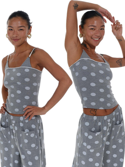innerflow Cropped Gray Polka Dot Knit Women&