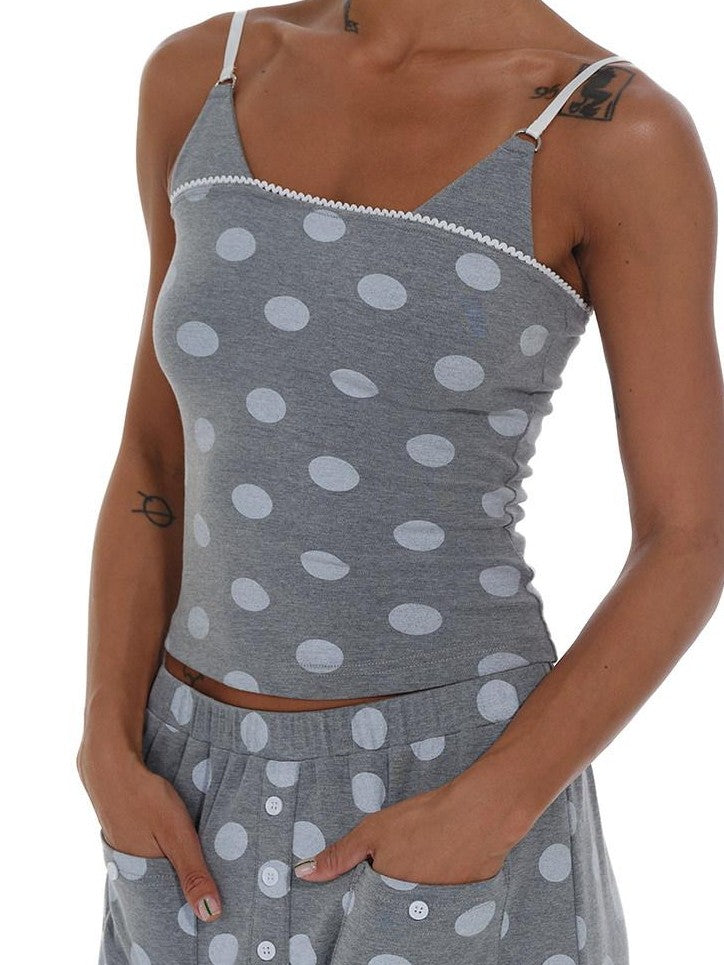innerflow Cropped Gray Polka Dot Knit Women&