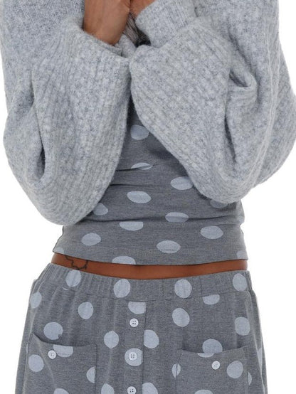 innerflow Cropped Gray Polka Dot Knit Women&