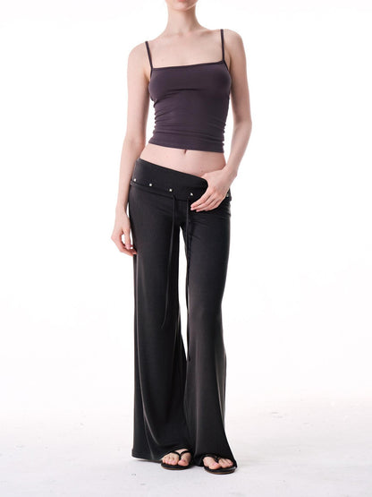 innerflow Dark Gray Draped Turn Up Hem Drawstring Women&