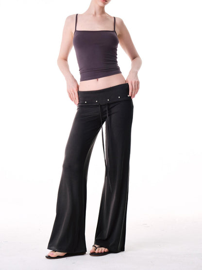 innerflow Dark Gray Draped Turn Up Hem Drawstring Women&