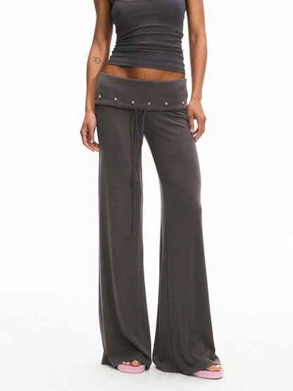 innerflow Dark Gray Draped Turn Up Hem Drawstring Women&