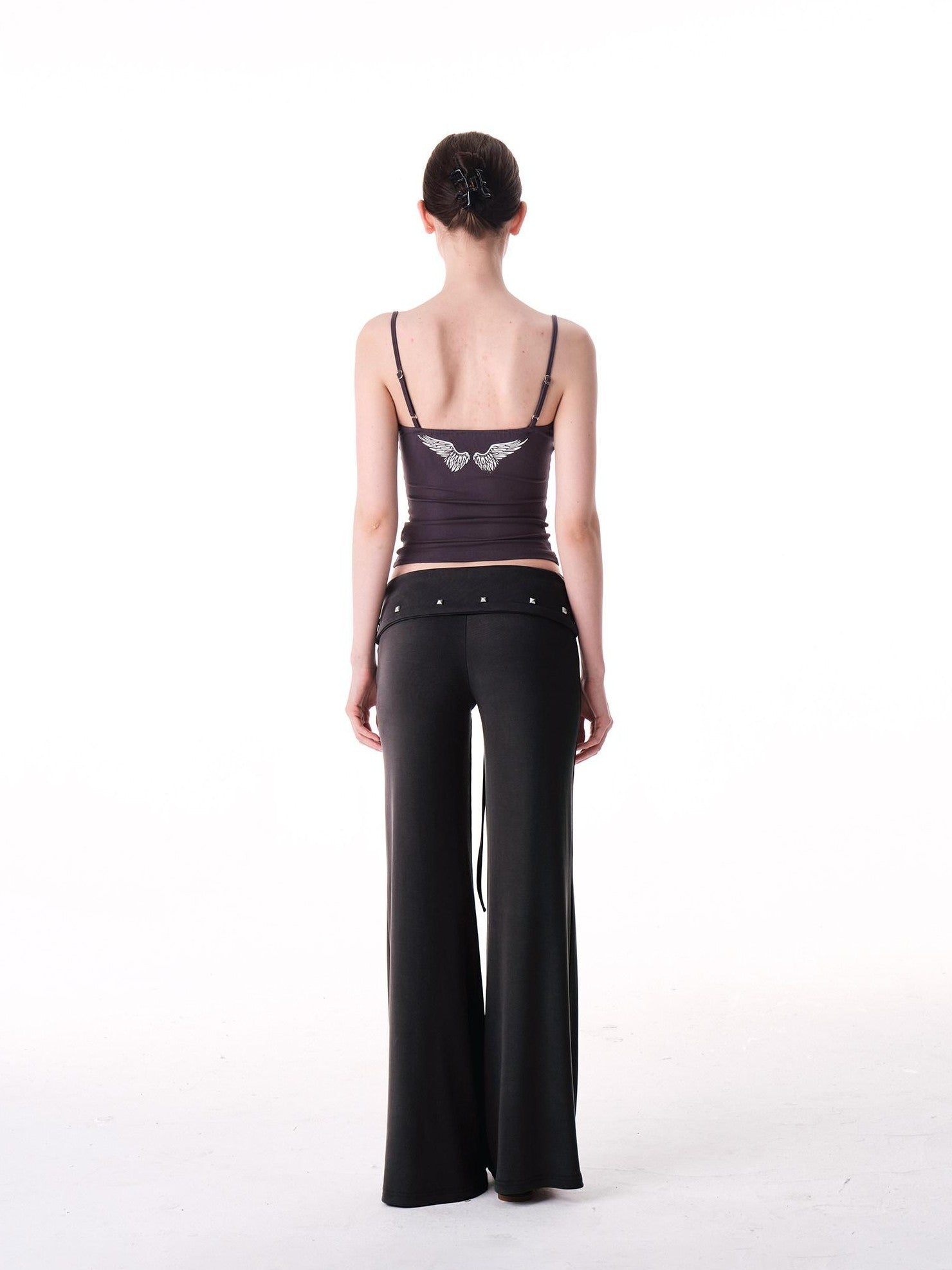 innerflow Dark Gray Draped Turn Up Hem Drawstring Women&