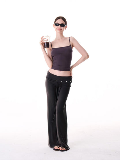 innerflow Dark Gray Draped Turn Up Hem Drawstring Women&