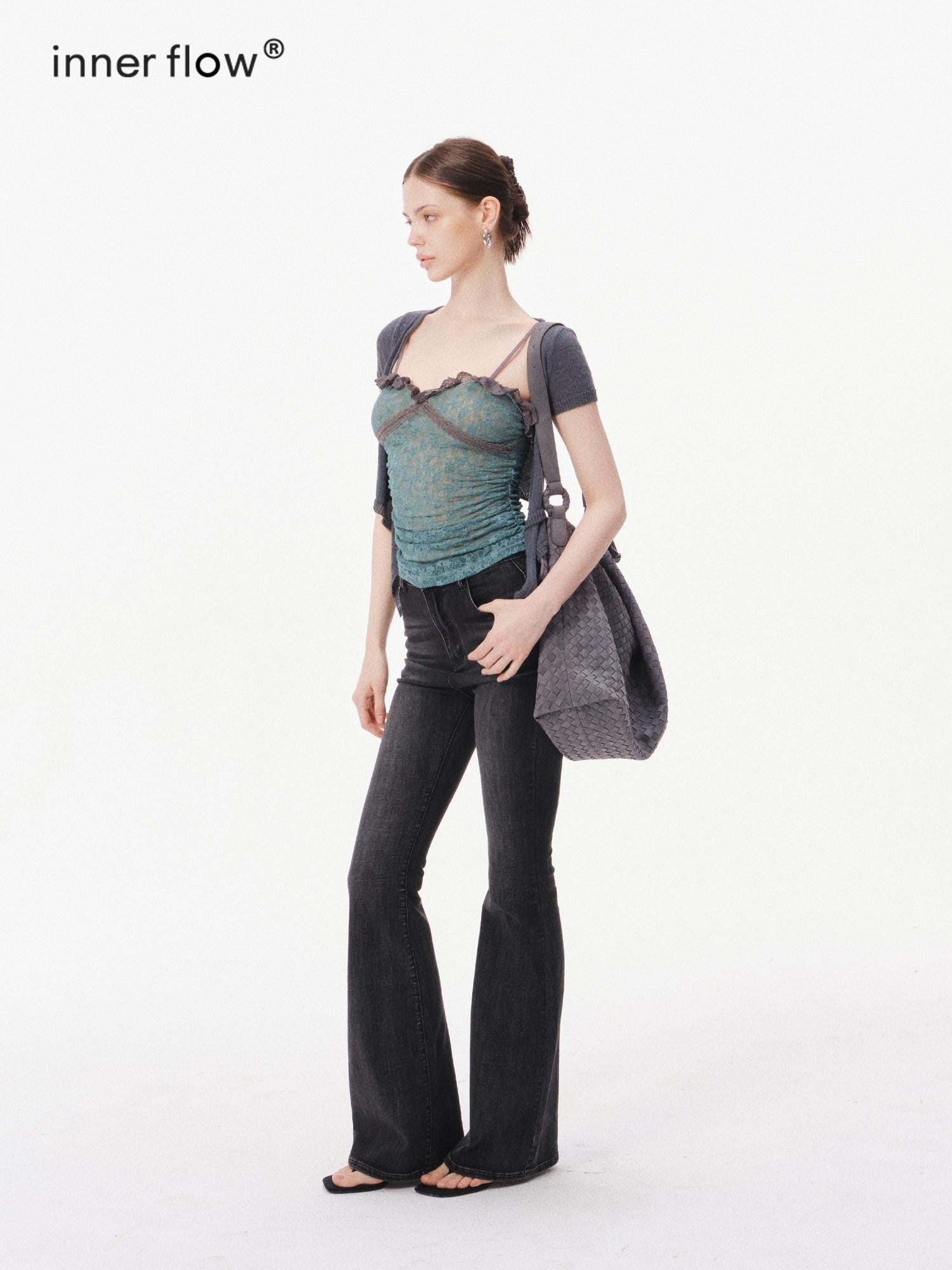 innerflow Dark Gray Slim Micro Flare Women&