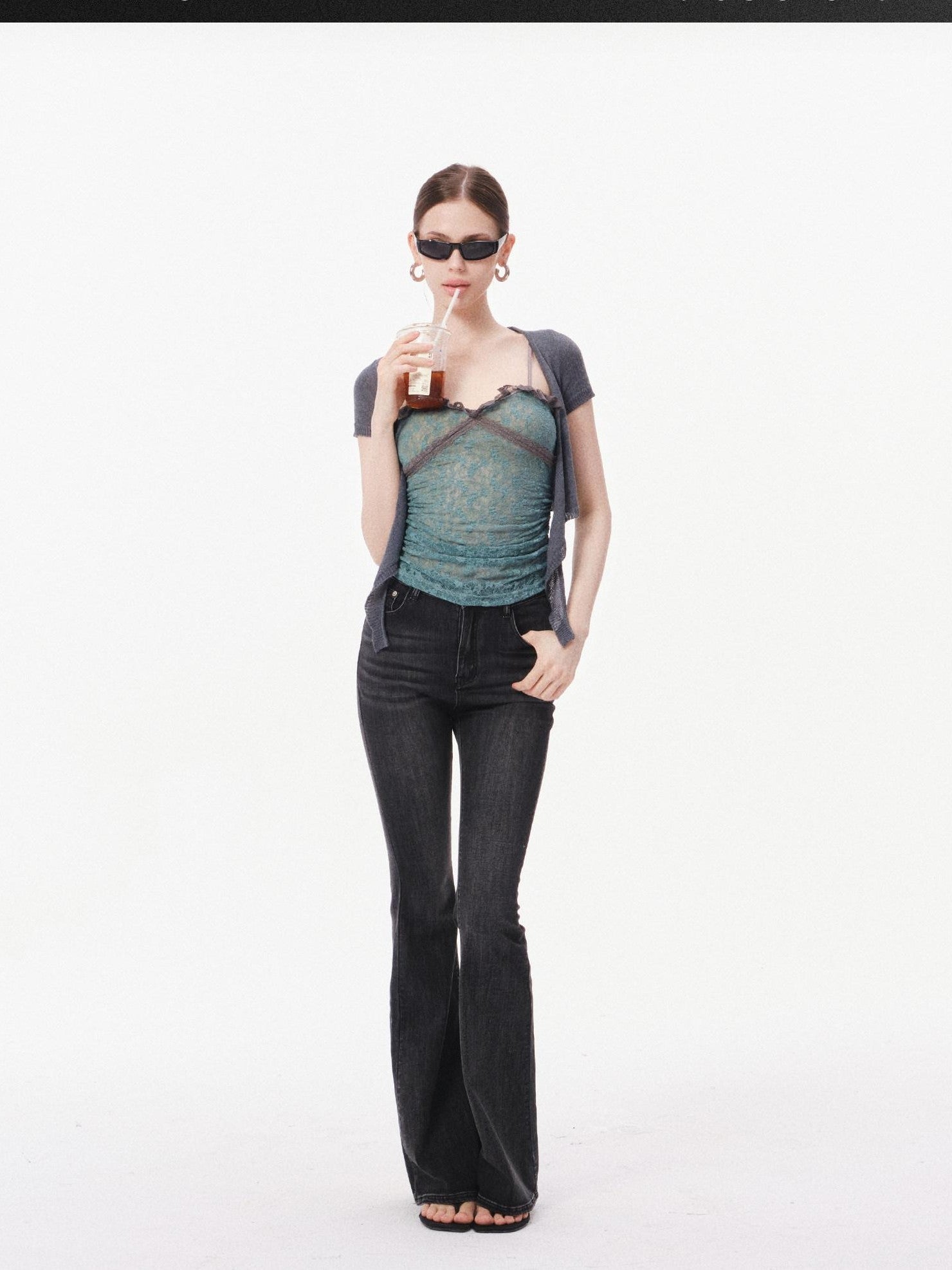 innerflow Dark Gray Slim Micro Flare Women&