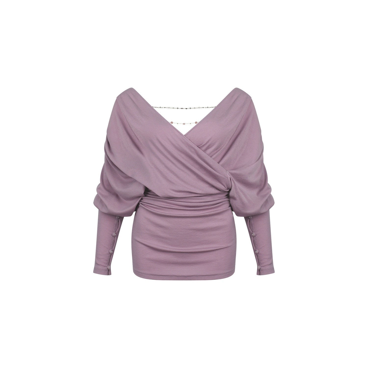 innerflow_Drapey_Purple_Striped_Lace_V-neck_Women&