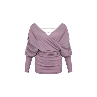 innerflow_Drapey_Purple_Striped_Lace_V-neck_Women&