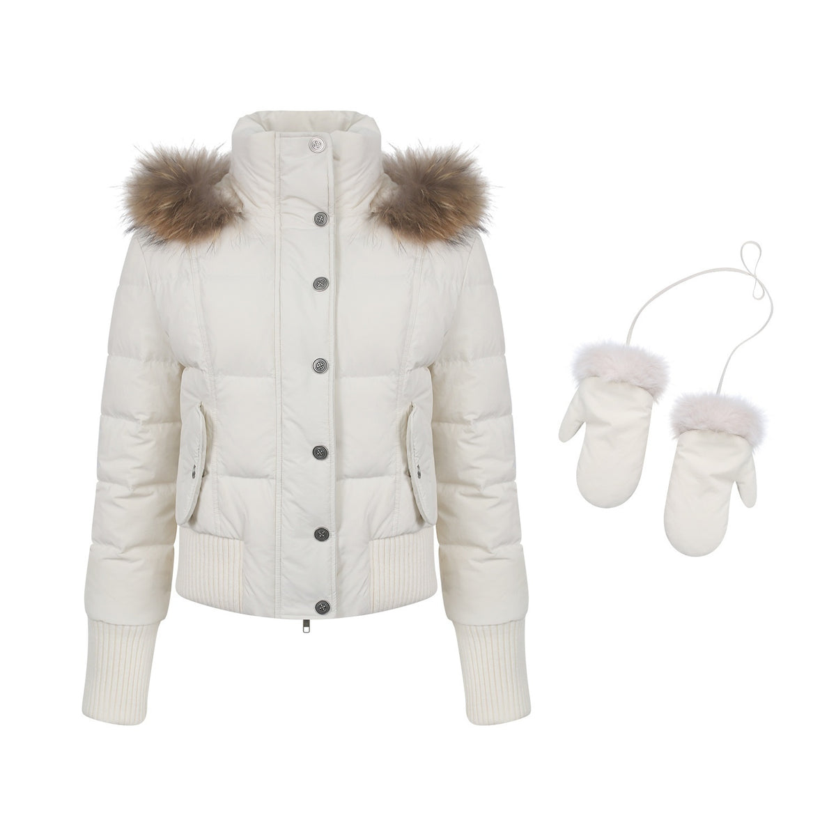 innerflow_Fur_Collar_Hooded_Short_Women&