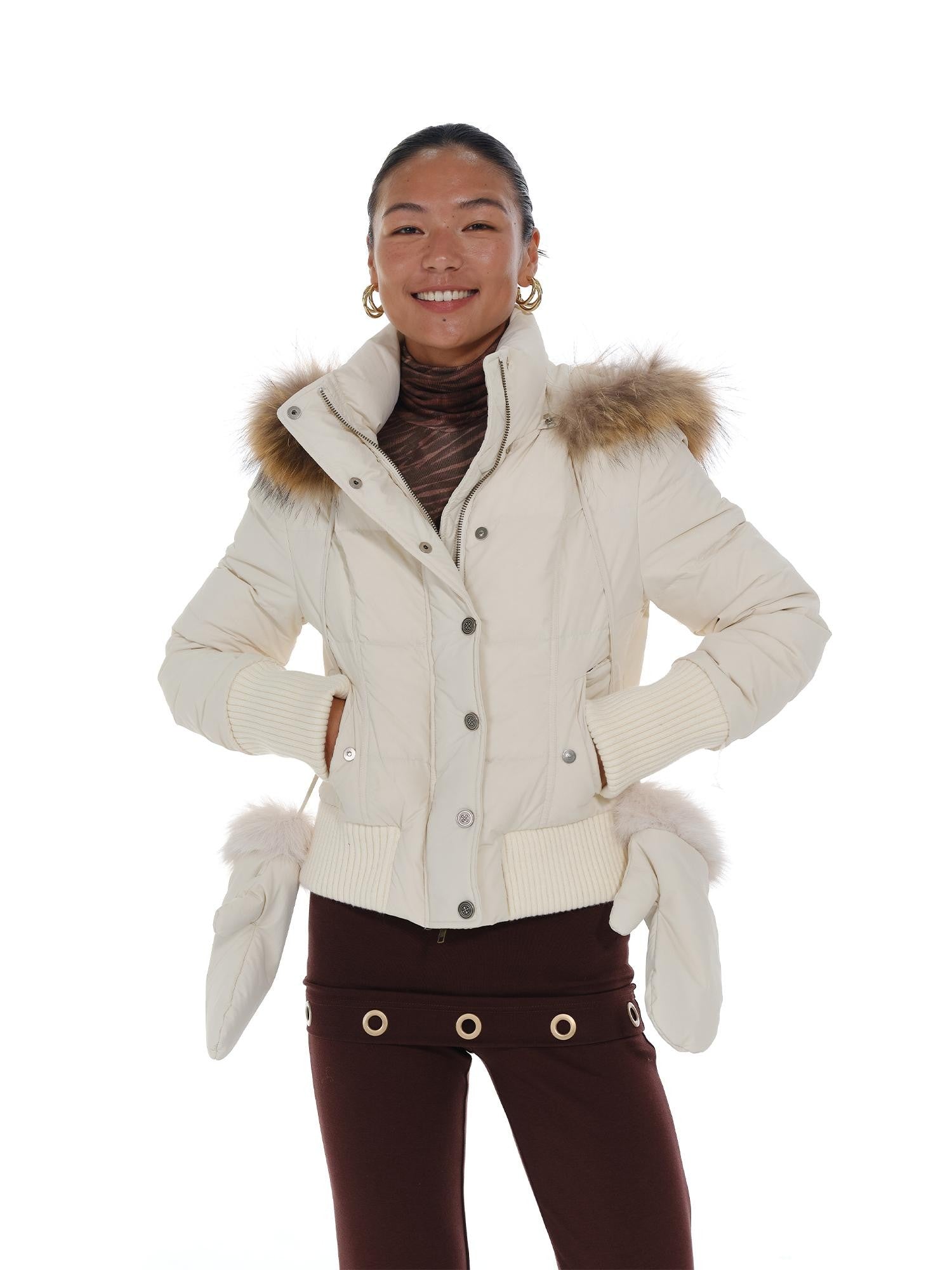 innerflow Fur Collar Hooded Short Women&